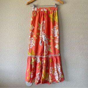 True Destinations Bell Bottom Resort Wear Pants Women’s XS Pink Floral Pull On